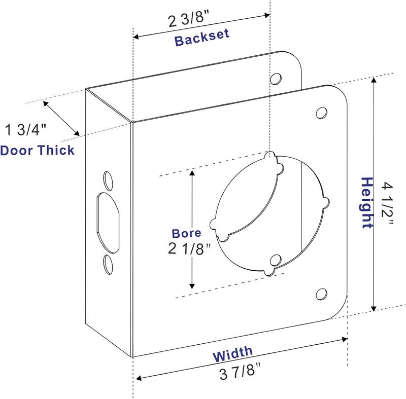 SUMBIN Door Guard Reinforcer 1-3/4" Door Thick with 2-3/8" Backset, 2-1/8" Bore Door Guard in Stainless Steel Finish 2PCS - Image 3